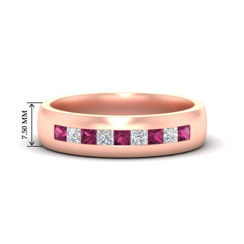 Mens Channel Set Square Wedding Ring