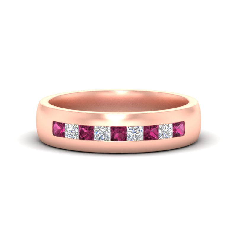 Mens Channel Set Square Wedding Ring