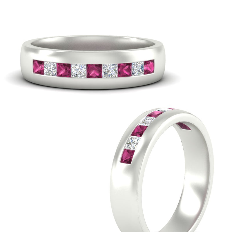 Mens Channel Set Square Wedding Ring