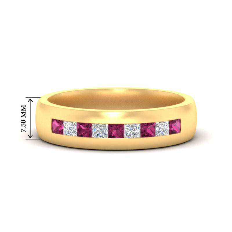Mens Channel Set Square Wedding Ring
