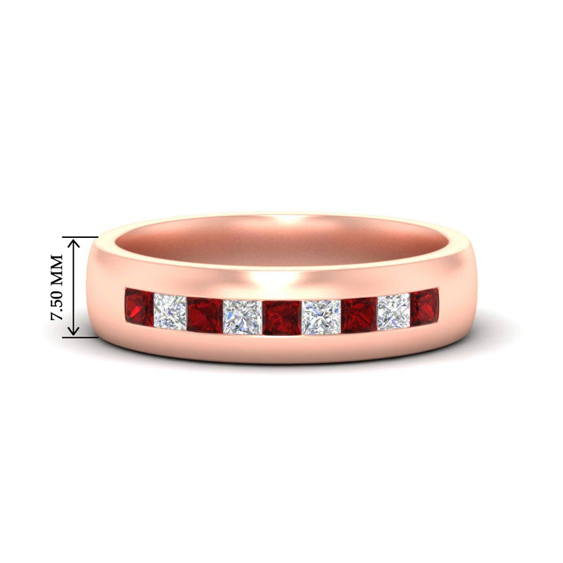 Mens Channel Set Square Wedding Ring