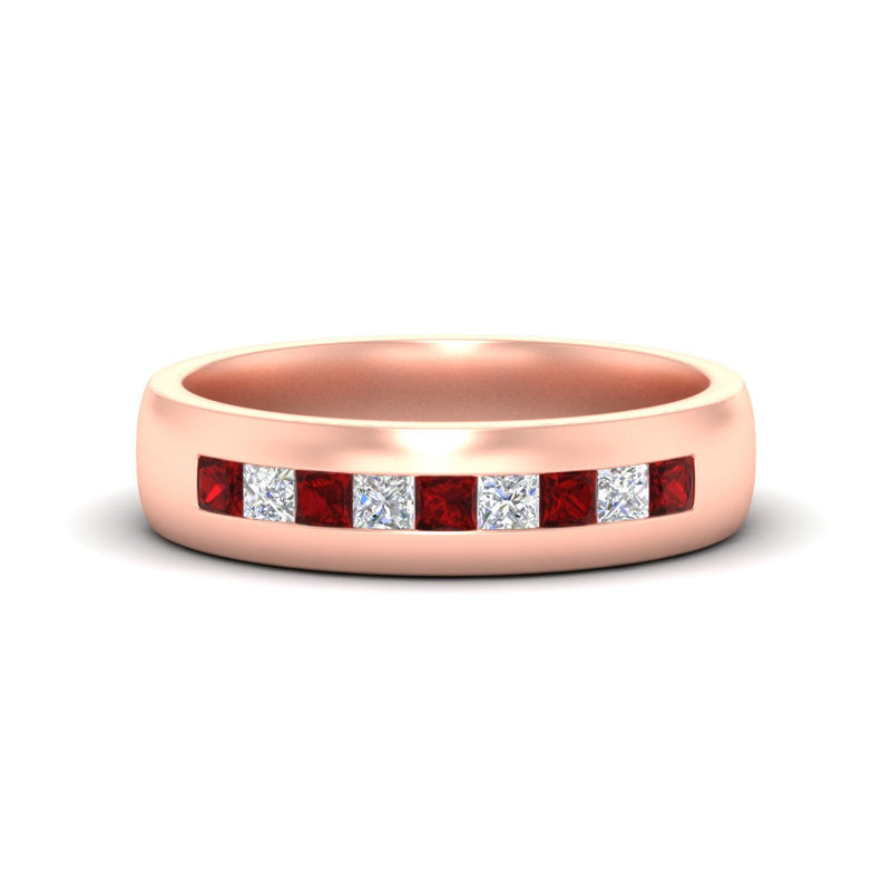 Mens Channel Set Square Wedding Ring