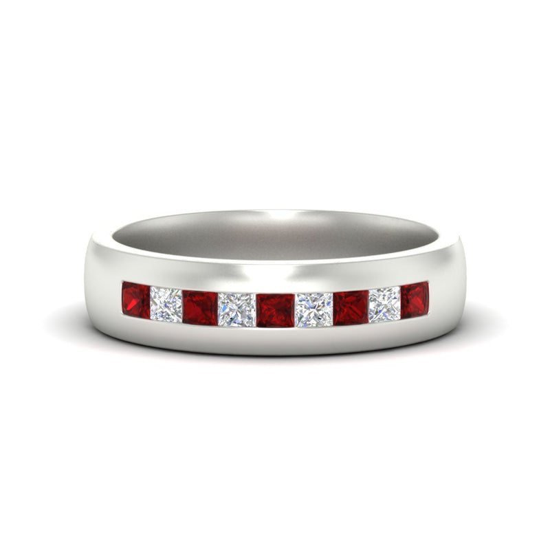 Mens Channel Set Square Wedding Ring