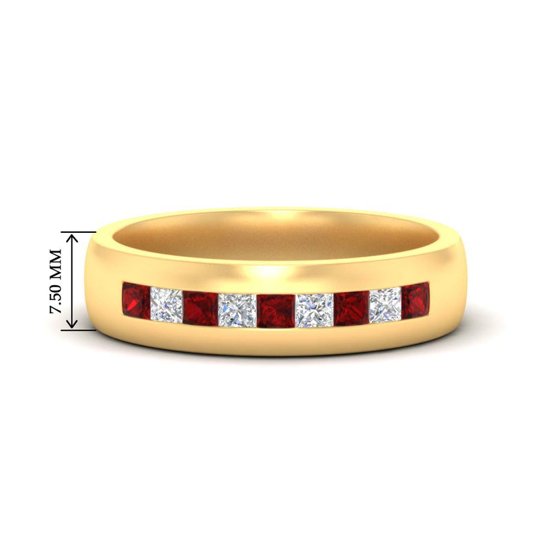 Mens Channel Set Square Wedding Ring