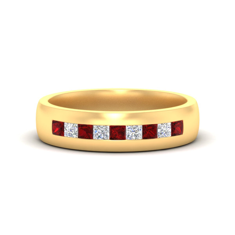Mens Channel Set Square Wedding Ring