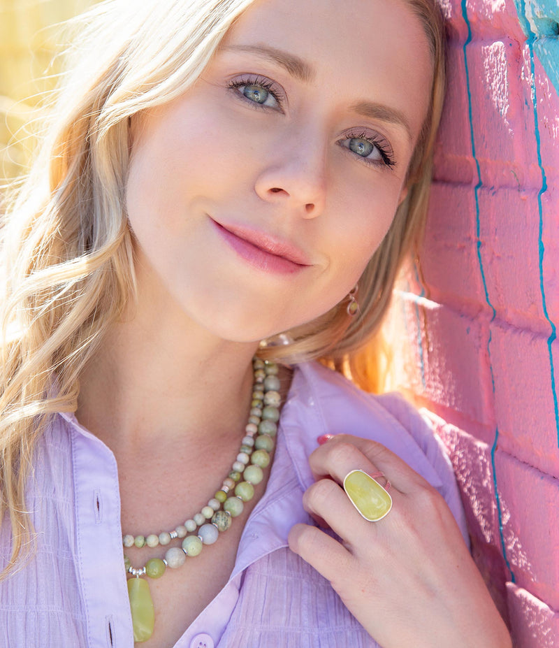 Chartruese Green Lemon Jade Statement Necklace