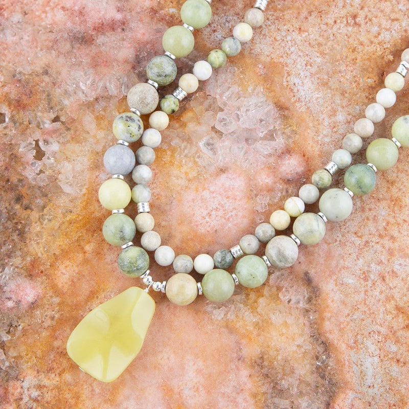 Chartruese Green Lemon Jade Statement Necklace
