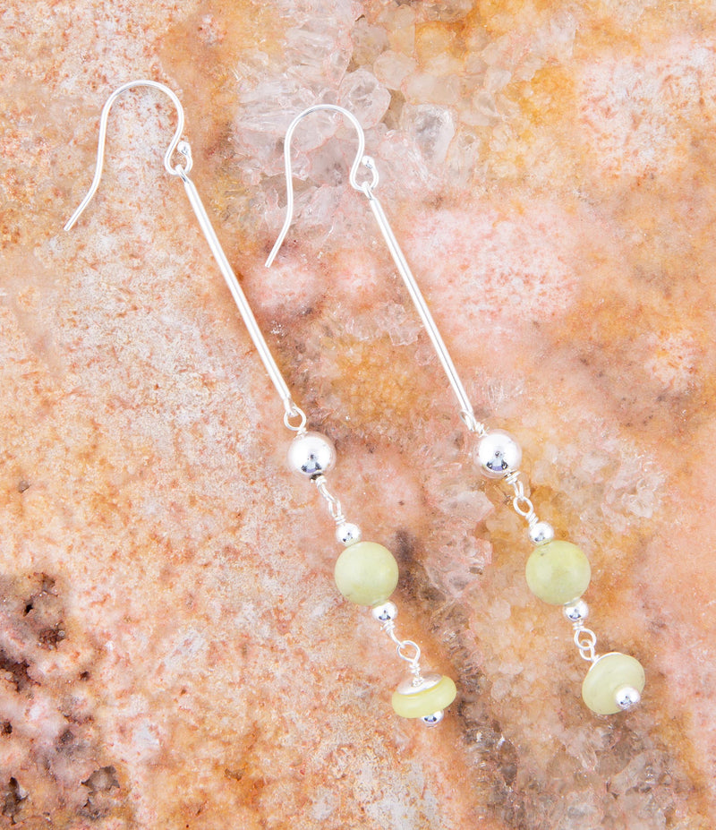 Chartruese Lemon Jade Linear Earrings