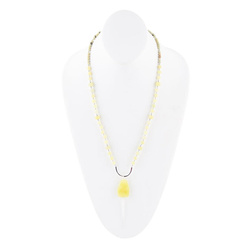 Chartruese Lemon Jade Long Pendant Necklace