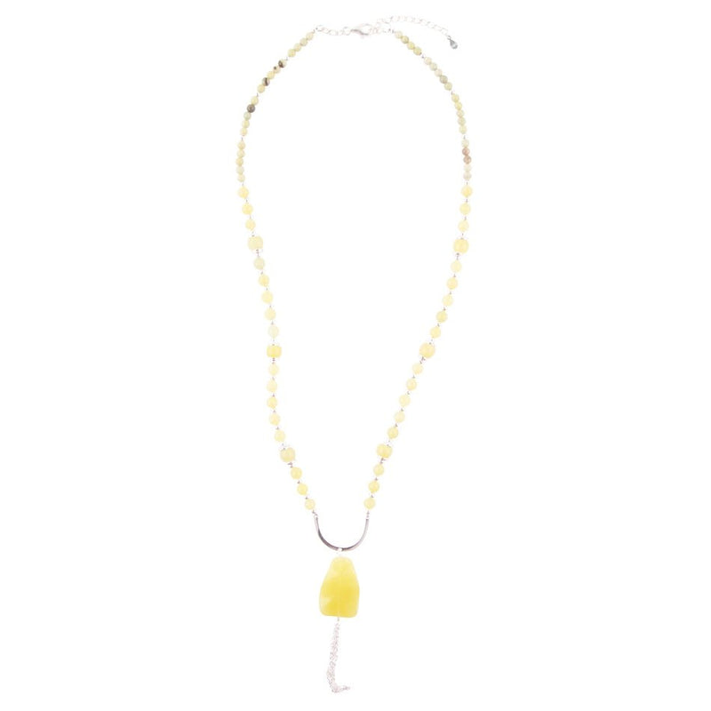 Chartruese Lemon Jade Long Pendant Necklace
