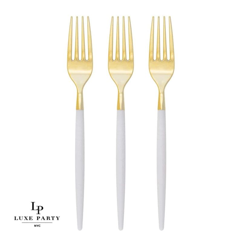 Chic Clear and Gold Plastic Forks | 32 Pieces