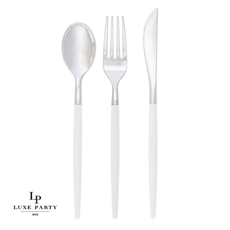 Chic Clear and Silver Plastic Forks | 32 Pieces