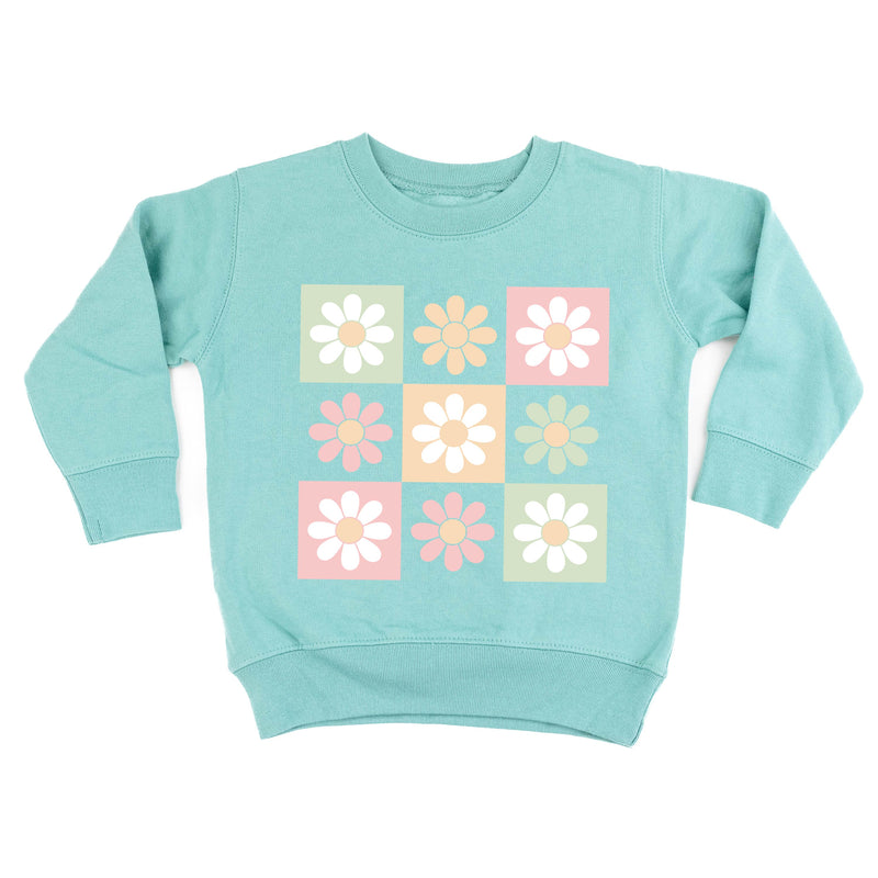 3x3 Checker Board Flowers - Child Sweater