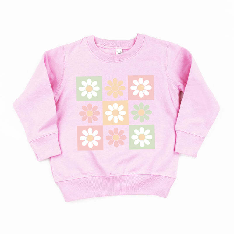 3x3 Checker Board Flowers - Child Sweater