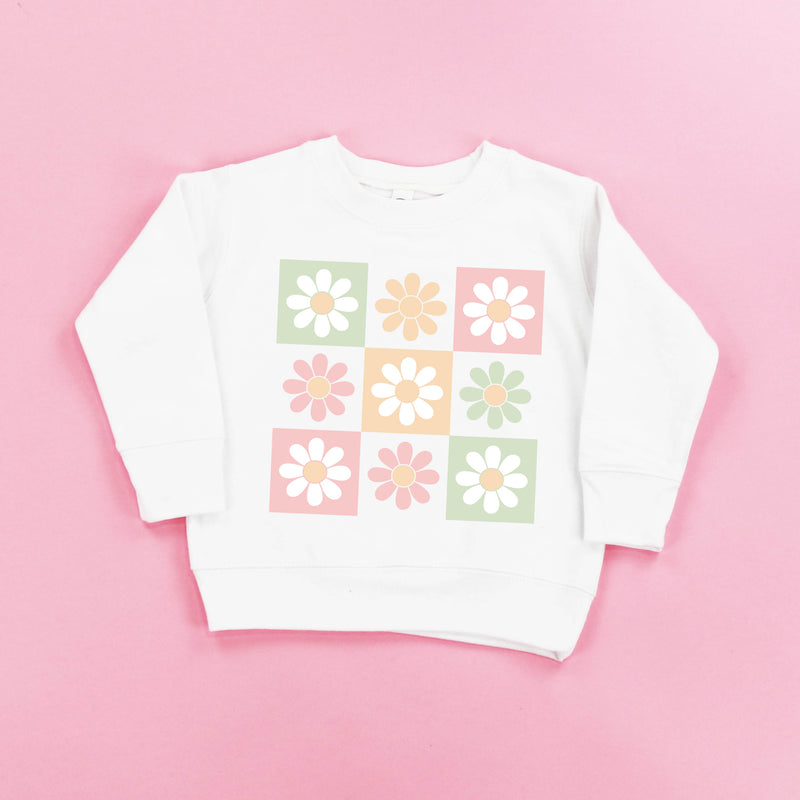 3x3 Checker Board Flowers - Child Sweater