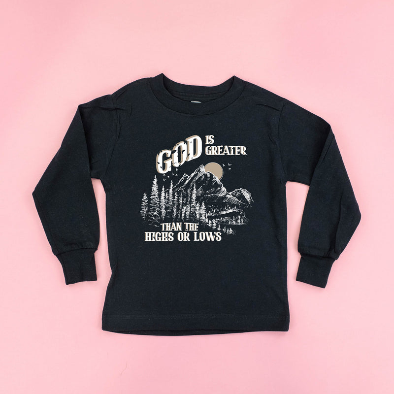 God Is Greater Than The Highs Or Lows - Black Child Long Sleeve Tee