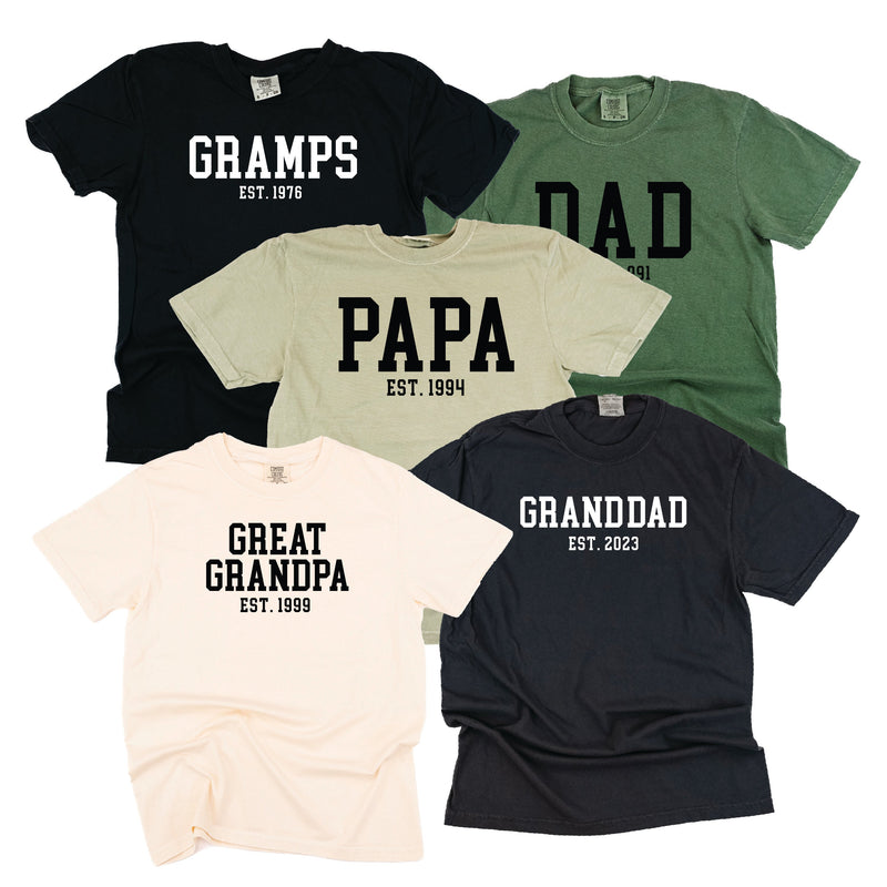 "(Choose Your Grandpa Name) - Est. (Select Your Year)" - Comfort Colors Tee