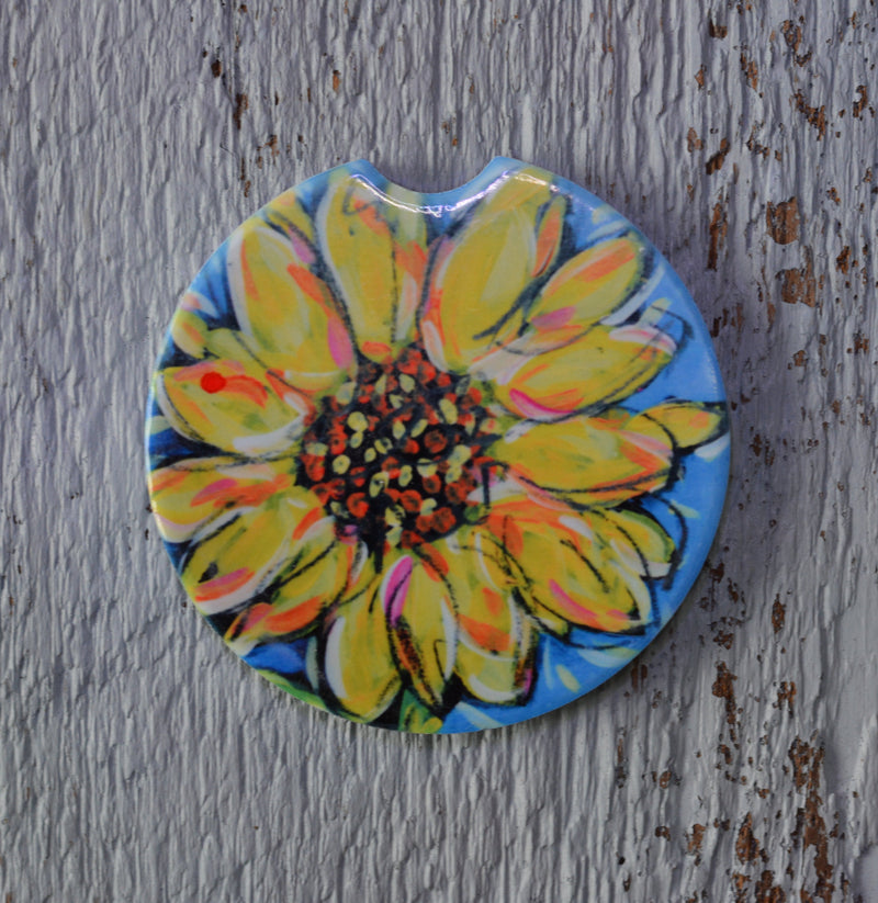 Car Coaster:  Sunflower. Artist Christi Dreese.