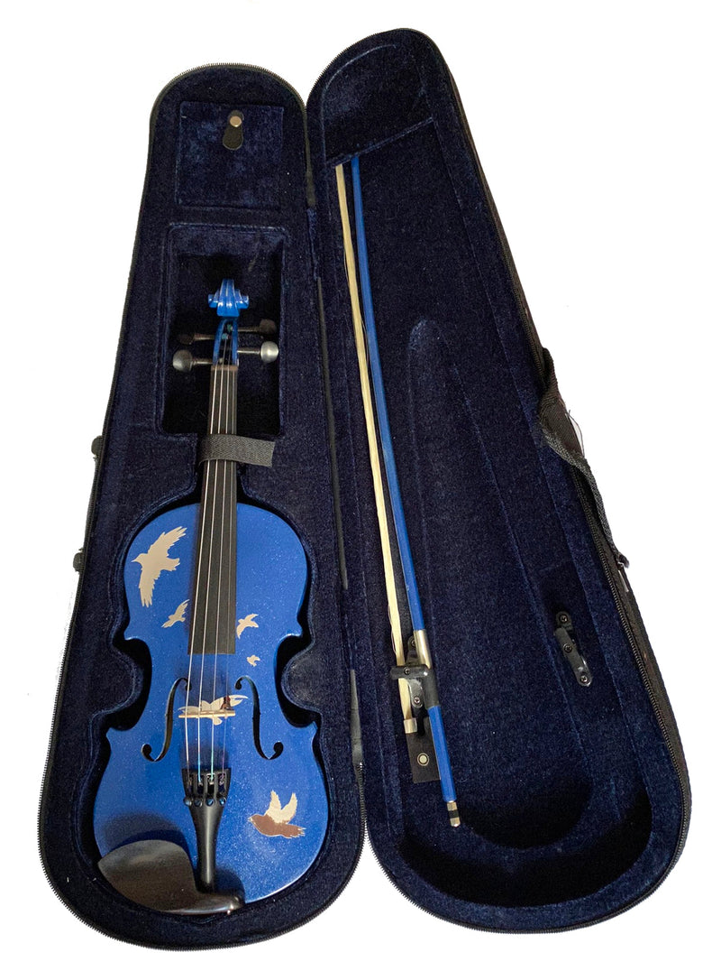 Blue Chrome Birds Violin Outfit