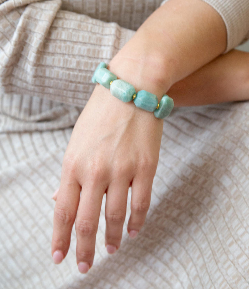 Chunky Green Amazonite Golden Toggle Bracelet
