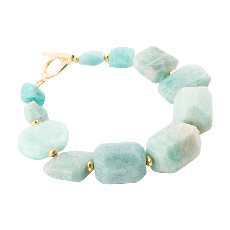Chunky Green Amazonite Golden Toggle Bracelet