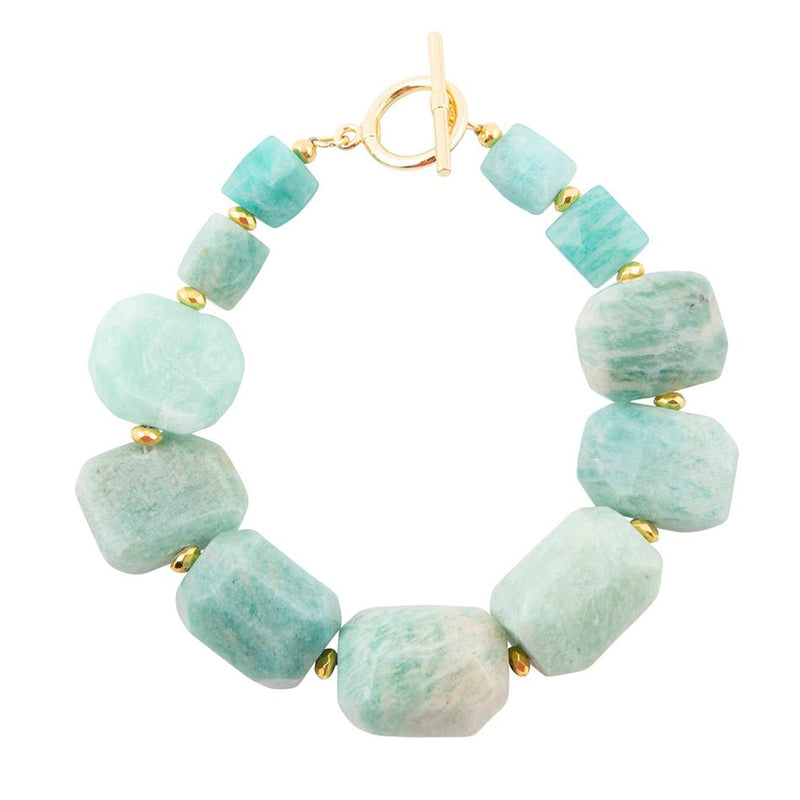 Chunky Green Amazonite Golden Toggle Bracelet