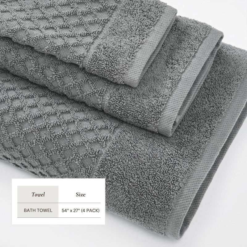 Cotton Diamond Waffle Weave Bath Towel Set - Grayson Collection