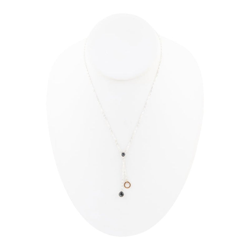 Circle Two-Toned Grey Labradorite Sterling Silver Necklace