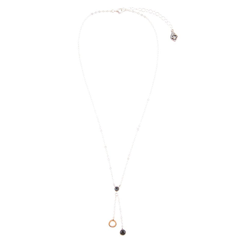 Circle Two-Toned Grey Labradorite Sterling Silver Necklace