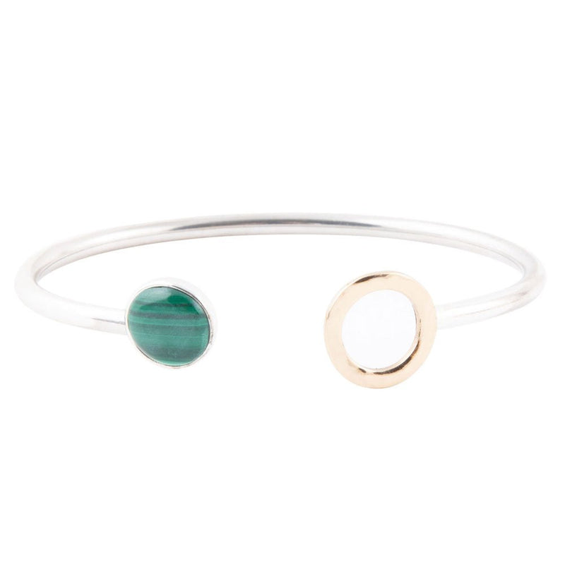 Circle Two Toned Green Malachite Cuff Bracelet