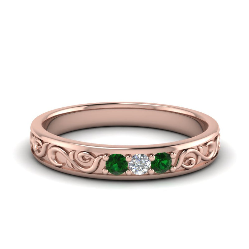 Classic Mens 3 Stone Wedding Band