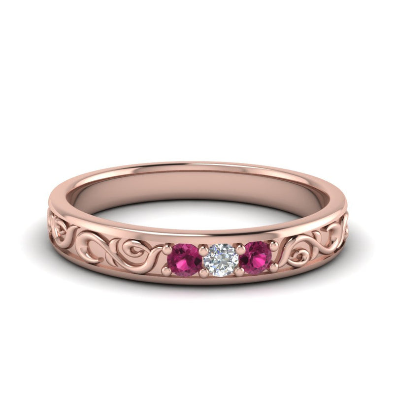 Classic Mens 3 Stone Wedding Band