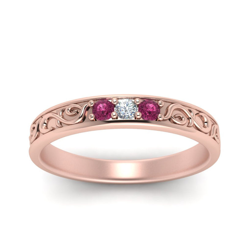 Classic Mens 3 Stone Wedding Band