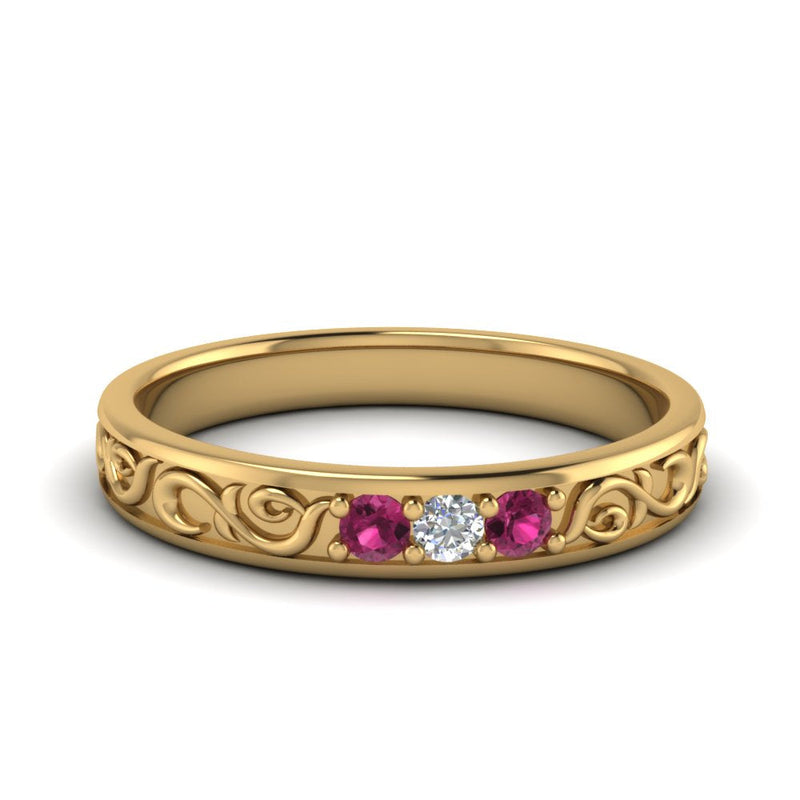 Classic Mens 3 Stone Wedding Band