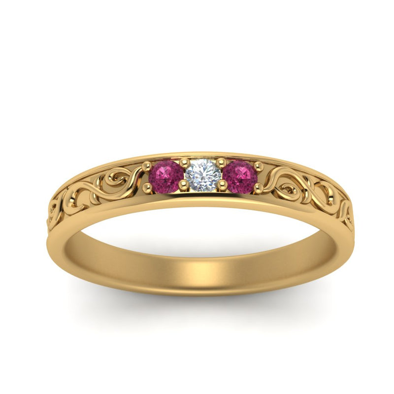 Classic Mens 3 Stone Wedding Band