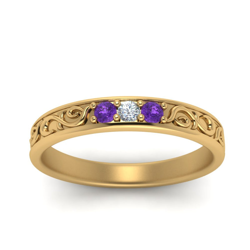 Classic Mens 3 Stone Wedding Band