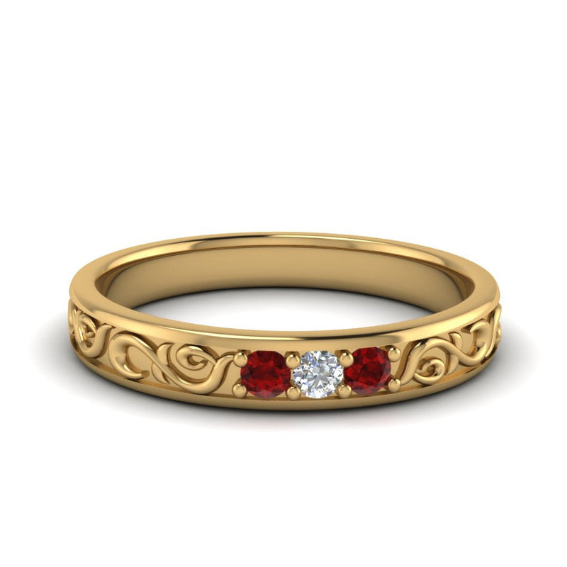 Classic Mens 3 Stone Wedding Band