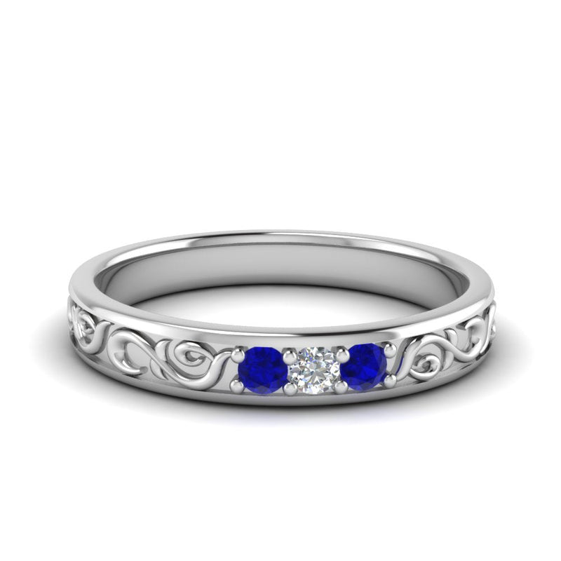 Classic Mens 3 Stone Wedding Band