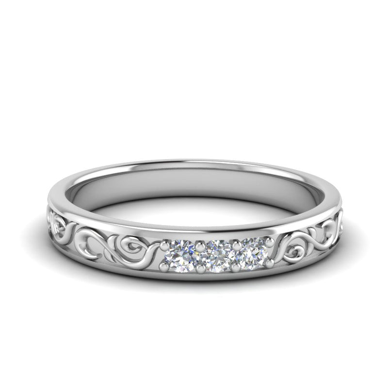 Classic Mens 3 Stone Wedding Band