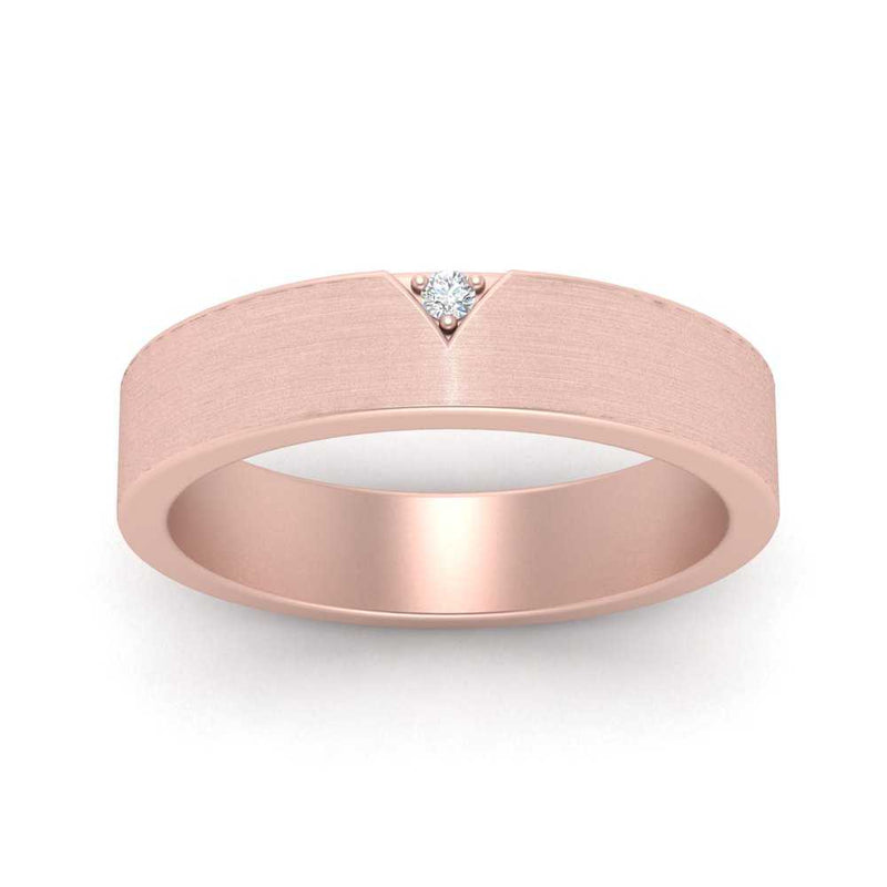 Classic V Shaped Solitaire Stone Mens Band