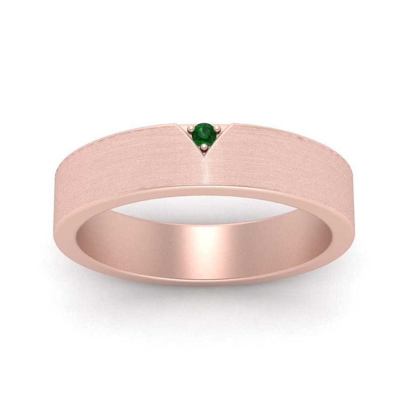 Classic V Shaped Solitaire Stone Mens Band