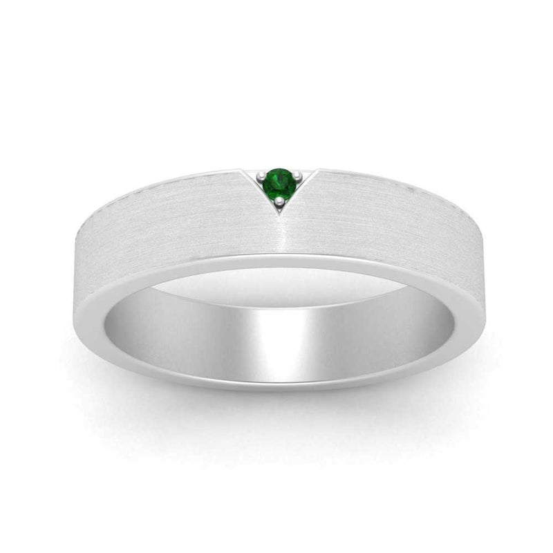 Classic V Shaped Solitaire Stone Mens Band