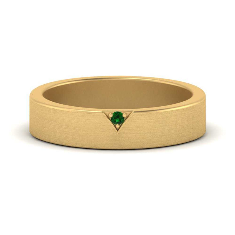 Classic V Shaped Solitaire Stone Mens Band