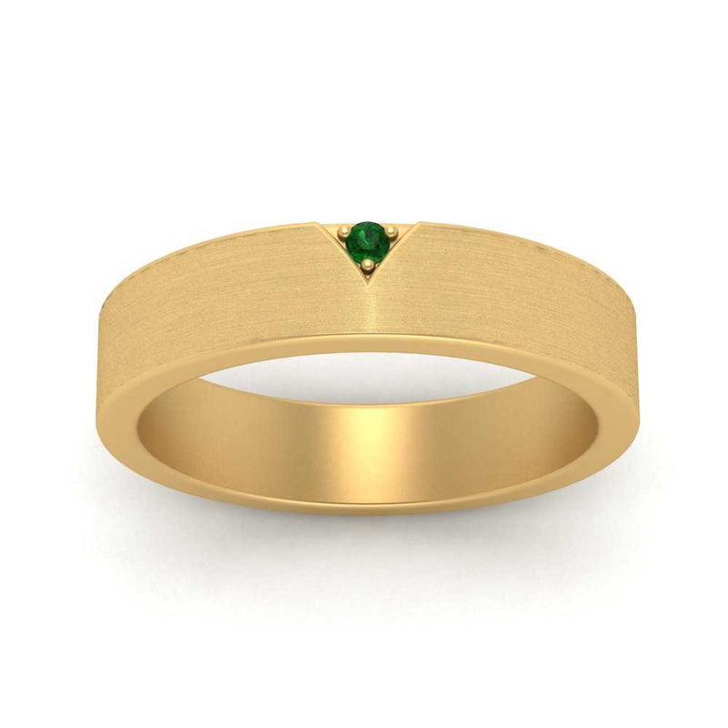 Classic V Shaped Solitaire Stone Mens Band
