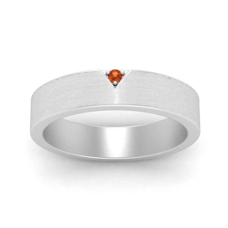 Classic V Shaped Solitaire Stone Mens Band