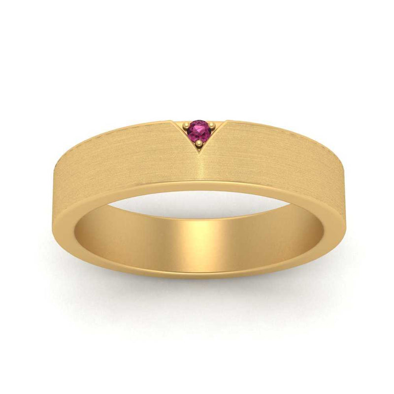 Classic V Shaped Solitaire Stone Mens Band