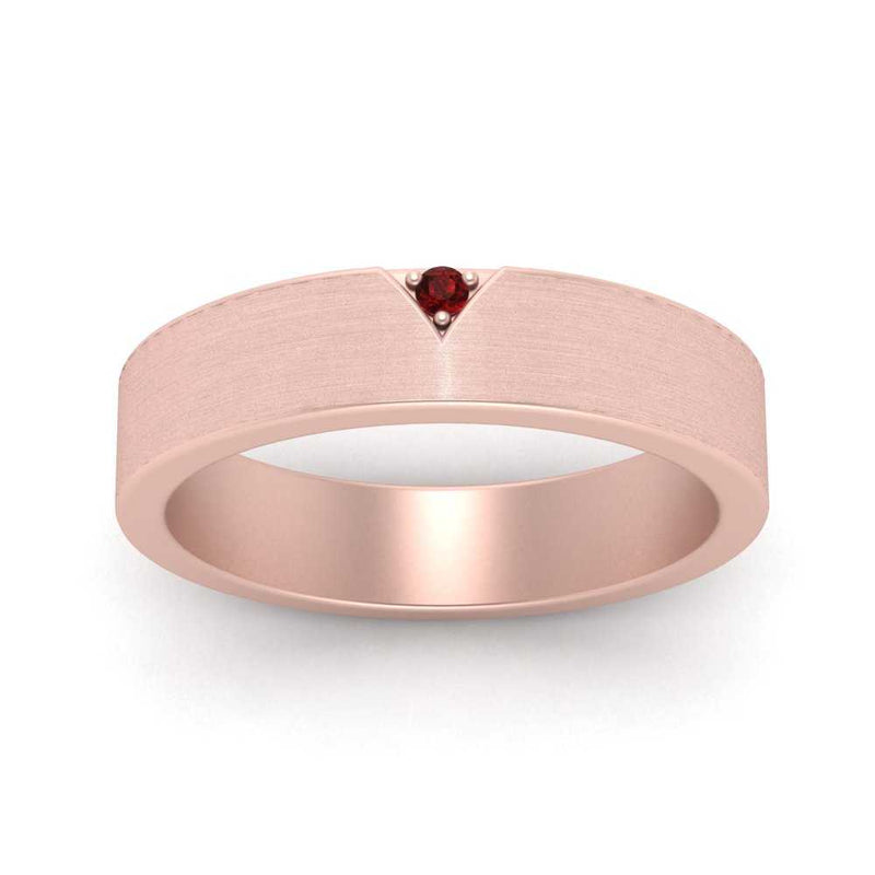 Classic V Shaped Solitaire Stone Mens Band