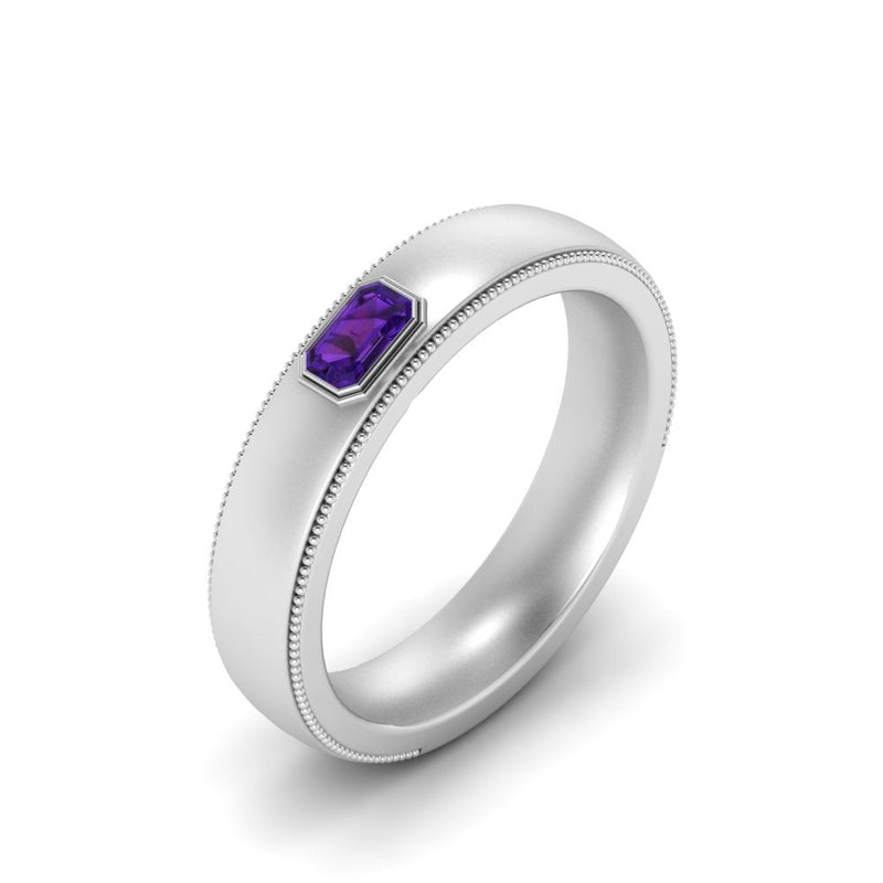 Comfort Fit Mens Milgrain Outline Ring