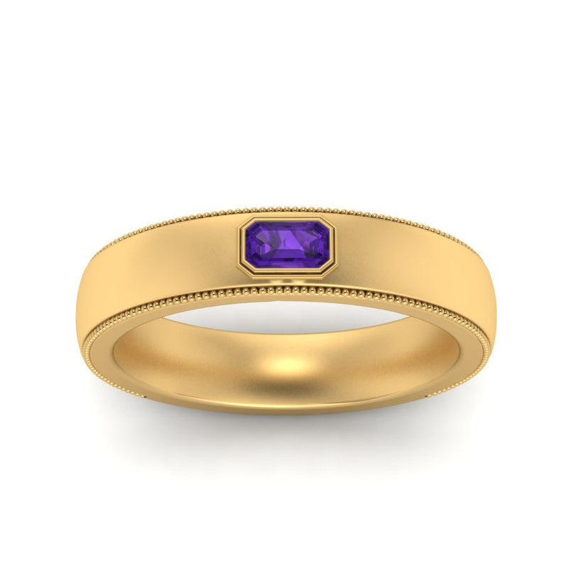 Comfort Fit Mens Milgrain Outline Ring