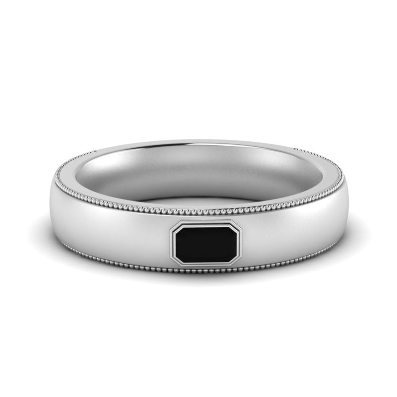 Comfort Fit Mens Milgrain Outline Ring